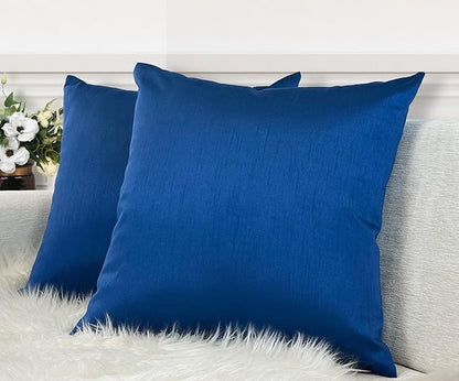 Aiking Home 26x26 Inches Faux Silk Square European Shams, Zipper Closure, Royal (Set of 2)