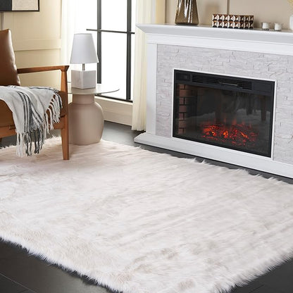 SAFAVIEH Faux Sheep Skin Collection 5' x 8' Ivory FSS235A Silken Glam 2.35-inch Thick Area Rug