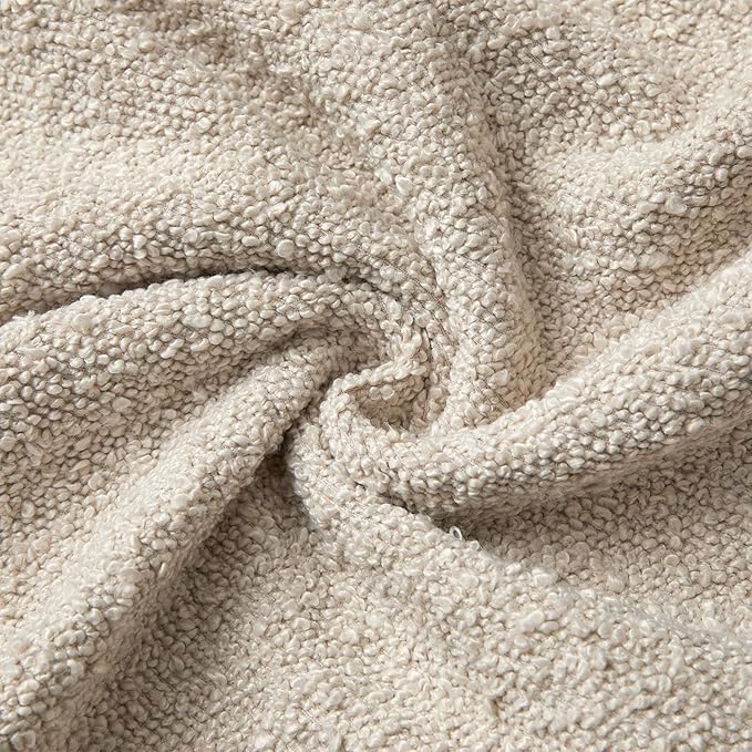 JUSPURBET 18x18 Pillow Covers Set of 2 Decorative Throw Pillow Covers Case for Couch Sofa Bed Soft Boucle Textured Cushion Covers with Hidden Zipper for Home Decor Living Room,Beige