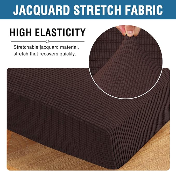 H.VERSAILTEX Stretch Couch Cushion Covers Individual Seat Sofa Chair Slipcovers Cushion Protector Cover Featuring Jacquard Textured Twill Fabric(1 Cushion Chair Cover, Chocolate)