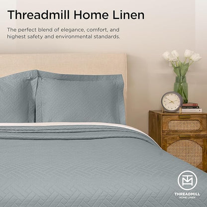 Threadmill Luxury Cotton Blankets for Twin Size Bed | All-Season 100% Cotton Twin Blanket for Bed | Jacquard Lightweight, Soft & Cozy Coverlet, 350GSM, 68 x 90 inches | Scottish Grey