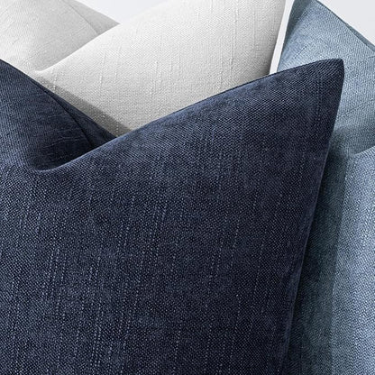 MIULEE Pack of 2 Decorative Throw Pillow Covers Soft Chenille Throw Pillows Solid Textured Cushion Covers for Couch Sofa Bedroom Living Room 20x20 Inch, Dark Blue