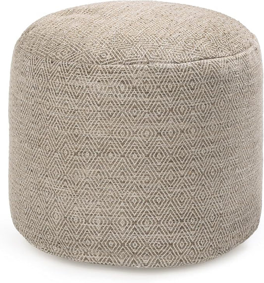 Anji Mountain 100% Handmade & Handcrafted Comfortable Home Décor Pouf Ottoman Footrest for Living Room, Bedroom, Nursery, Kidsroom, Patio Furniture - (22" x 22" x 17" - Stone)