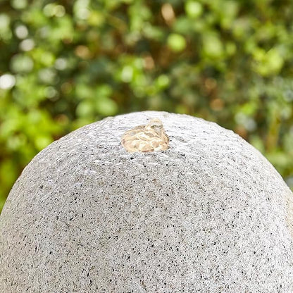 Glitzhome Outdoor Water Fountain with LED Light, Modern Oversized Sphere Pedestal Water Fountain with Submersible Pump, Modern Geometric Outdoor Fountains for Garden Patio Porch, 40.25" H