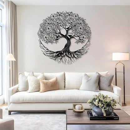 Yemwot Metal Tree of Life Wall Decor, Circle of Life Metal Tree Wall Art, Branch Art, Spiritual Decor, Modern Sculpture Decoration, Living Room Bedroom Decoration (White-Tree 5, 39"x 39"| 100x100cm)