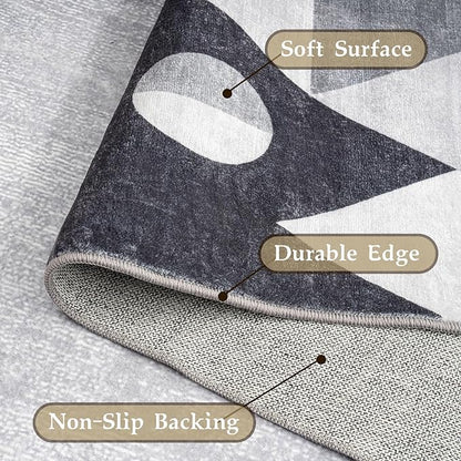 HOMFINE Washable Modern Area Rug - Geometric Style 10x14 Rugs for Living Room, Bedroom, Machine Washable Rug Soft Non Slip Non Shedding Area Rug - Grey, 10'x14'