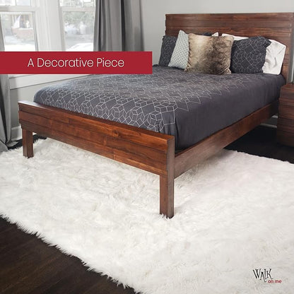 Walk On Me White Faux Fur Area Rug, 6x9 ft. Rectangular, High Pile, Machine Washable, Non-Slip Backing
