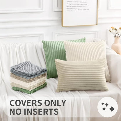Simmore Decorative Spring Euro Sham Throw Pillow Covers 24x24 Set of 2, Soft Natural Plush Flannel Double-Sided Fluffy Couch Pillow Covers for Sofa Living Room, Sage Green