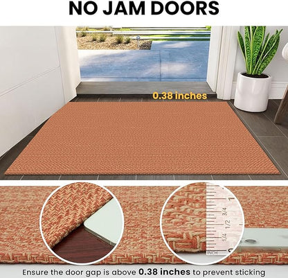 IOHOUZE Washable Runner Rug 2x8 Non Slip Rubber Backed Hallway Runner Entryway Runner Indoor, Kitchen Rugs Woven Cotton Floor Carpet for Kitchen Hall Entrance Bedroom, Rustic Orange