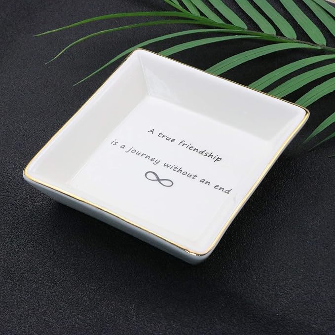 JoycuFF Friend Jewelry Dish Home Decor Trinket Dish- Best Friendship Gifts-Cute Classy Fashion Gifts for Birthday Chrismas Women Men
