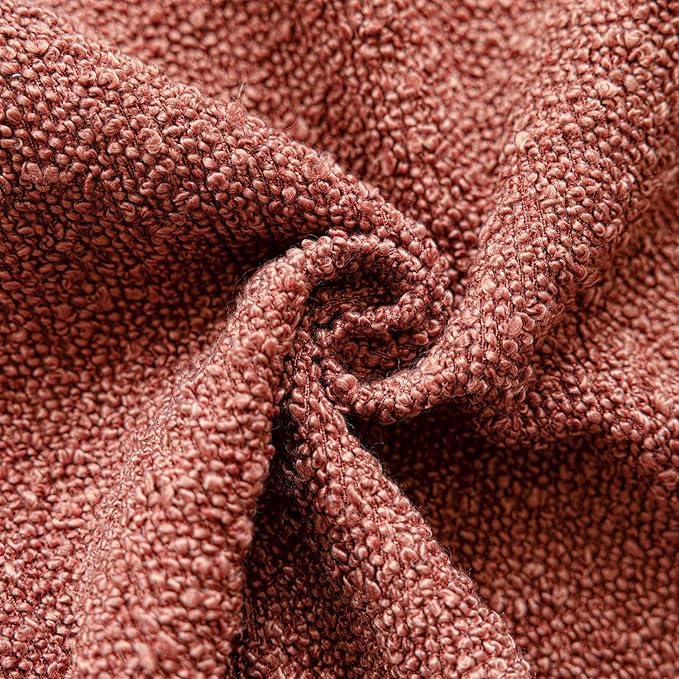 Foindtower Decorative Textured Boucle Throw Pillow Covers Accent Solid Pillow Cases Neutral Soft Cozy Couch Cushion Case for Chair Sofa Bedroom Living Room Home Decor 16x16 Inch,1PC,Orange Rust Red