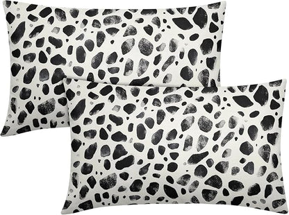 Polka Dot Pillow Covers 12x20 Set of 2 Decorations Black Cream Throw Pillow Covers Boho Decor Brush Strokes Pillowcases Modern Trendy Pattern Farmhouse Soft Cozy for Sofa Bed Home Decorative