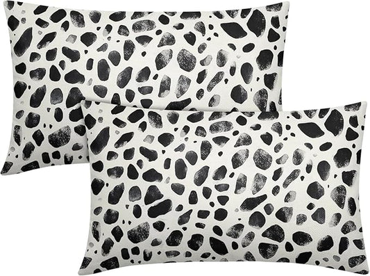 Polka Dot Pillow Covers 12x20 Set of 2 Decorations Black Cream Throw Pillow Covers Boho Decor Brush Strokes Pillowcases Modern Trendy Pattern Farmhouse Soft Cozy for Sofa Bed Home Decorative