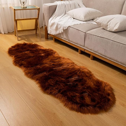 Faux Fur Rug Runner 2x6 ft Caramel - Machine Washable Super Soft Plush Shaggy Fluffy Area Carpet,Sheepskin Rug Fuzzy Floor Mat for Bedroom, Sofa,Living Room, Bedside, Nursery & Kids Room