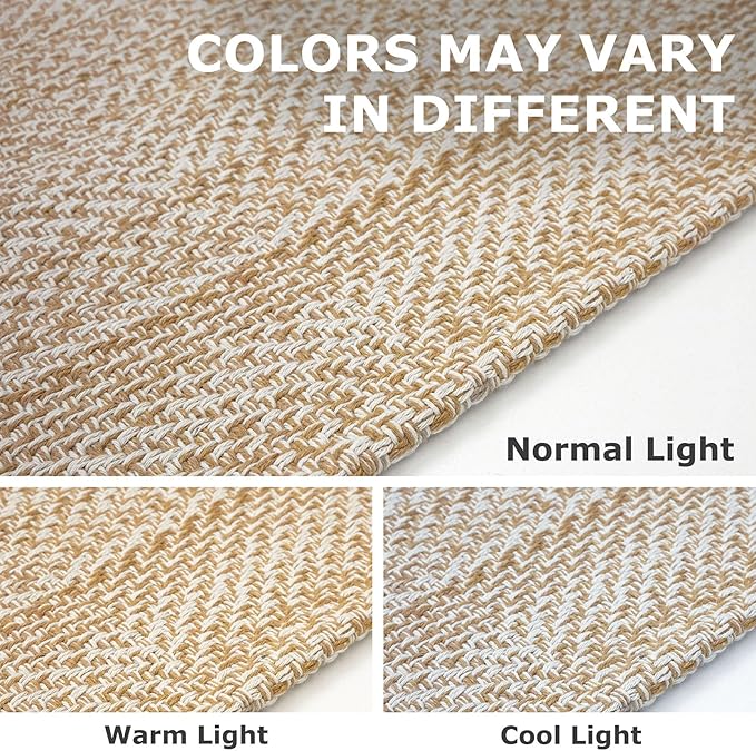 IOHOUZE Washable Area Rug 5x7 Non Slip Rubber Backed Rugs for Living Room, Dining Room Rugs Bedroom Rug, Woven Indoor Floor Carpet for Living Room Nursery, Warm Beige/Orange/Apricot