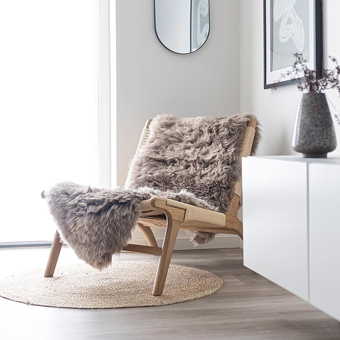 Real Sheepskin Rug 2x6 ft | Sheepskin Rugs for Living Room and Sofa | Bedside Rugs for Bedrooms | Large Fluffy Rug is Breathable & Heat-regulating in Color Light Brown