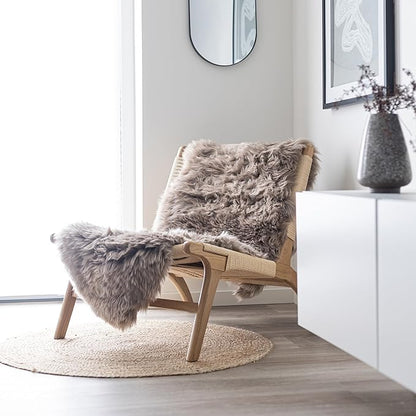 Real Sheepskin Rug 2x6 ft | Sheepskin Rugs for Living Room and Sofa | Bedside Rugs for Bedrooms | Large Fluffy Rug is Breathable & Heat-regulating in Color Light Brown