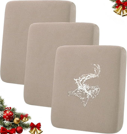 hyha Waterproof Couch Cushion Covers for Pets, Non Slip Sofa Seat Cover for Dogs Washable, Soft Thick Stretch Jacquard Fabric, Sofa Slipcovers with Elastic Bottom (3 Pieces, Taupe)