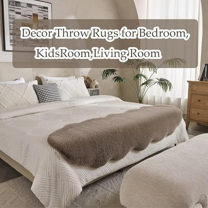 1700GSM Fuzzy Faux Sheepskin Fur Area Rug,Extra Soft Faux Fur Mat,Fluffy Shaggy Fur Rug for Bedroom Living Bedside Rug Room Decor-Taupe, 4 x 6 ft