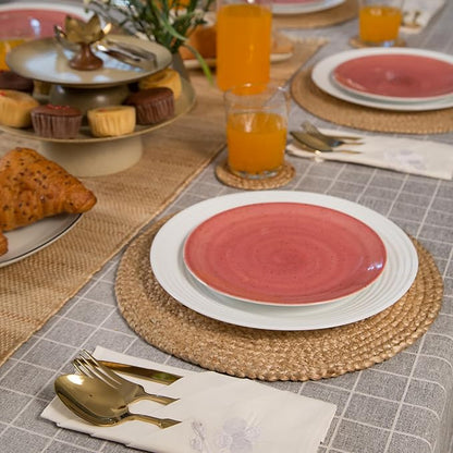 Eco Crave Jute Round Woven Placemats Set of 6, Natural 13 Inch Boho Farmhouse Rustic Hand Woven Place mat for Dining Table Decor, Wicker Chargers Heat Resistant Easy to Clean and Non-Slip Placemat