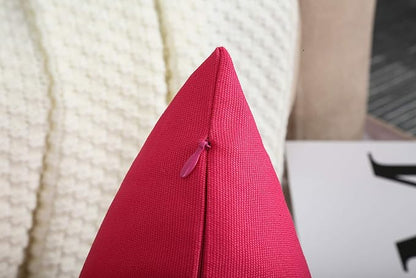 TangDepot Handmade Decorative Solid 100% Cotton Canvas Throw Pillow Covers/Pillow Shams, (24"x24", Watermelon Red)
