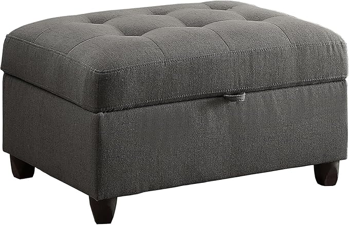 CHARMMA Grey Storage Ottoman, Grey, 33.00x25.00x19.50in