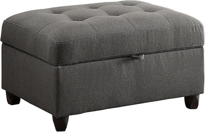 CHARMMA Grey Storage Ottoman, Grey, 33.00x25.00x19.50in