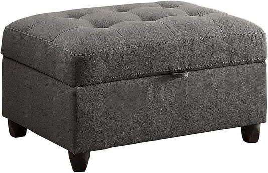 CHARMMA Grey Storage Ottoman, Grey, 33.00x25.00x19.50in