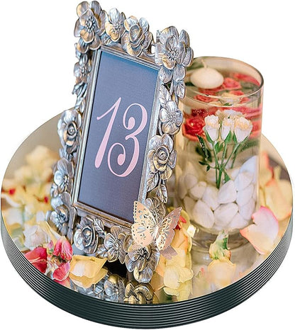 Round Acrylic Mirrors for Centerpieces 10 PCS Circle Mirror Candle Trays 8Inch 1.6mm Round Mirror Trays for Wall Decor,Table Centerpieces,Wedding Party Decorations(Acrylic Material)