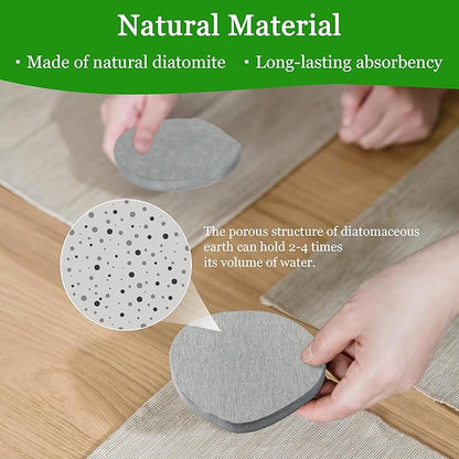 Diatomaceous Earth Coasters Set of 6 for Drinks, Moisture Water Absorbent Stone Coasters for Table Desk at Work, Water Absorbing Instant Drying Diatomite, Modern Light Grey