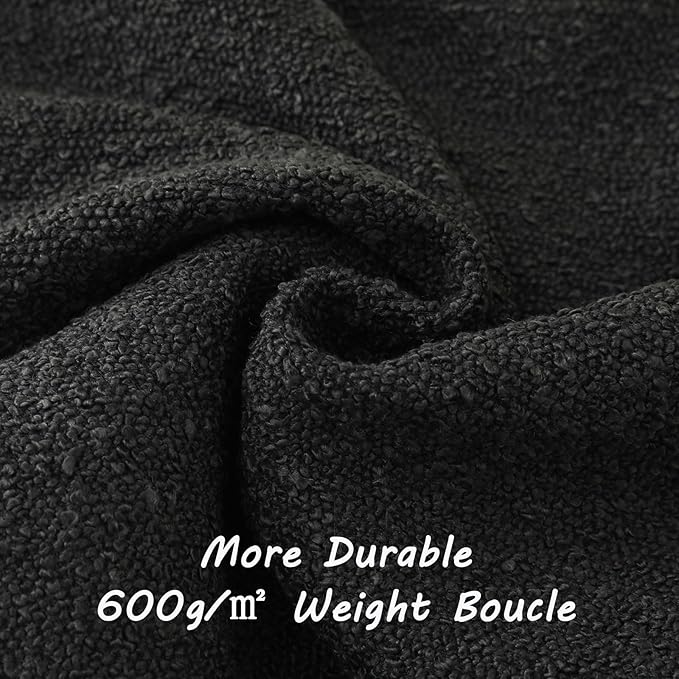 FUTEI Pack of 2 Black Decorative Throw Pillow Covers 20x20 Inch Soft Cozy Solid Boucle Textured Cushion Case,Modern Home Decor for Couch Bed Living Room