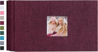 Mublalbum Small Photo Album 4x6 100 Photos Linen Cover Picture Book with Horizontal Pockets for Wedding Family Anniversary and Baby (Purple)