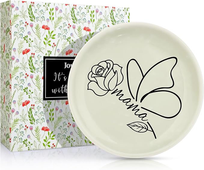 JoycuFF Mama New Mom Gifts for Women Jewelry Dish, Mama Mom to Be Gift Trinket Ring Dish New Mother Essentials