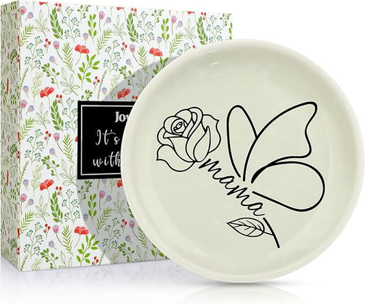 JoycuFF Mama New Mom Gifts for Women Jewelry Dish, Mama Mom to Be Gift Trinket Ring Dish New Mother Essentials