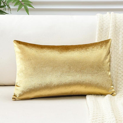 Artscope Luxury Velvet Pillow Covers Super Soft Decorative Rectangle Throw Pillow Covers Case Cushion Covers for Sofa Couch Bedroom Car Decor 12x20 Inch Shimmery Gold