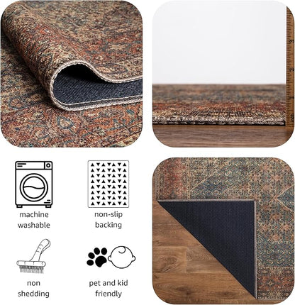 Keen Home Design 3x5 Rug - Machine Washable Entry Rug with Non-Slip Backing, Ideal for Enteryway, Kitchen, Bathroom, Laundry Room - Vintage, Easy Clean, Durable, Low Pile Rug - (3' x 5')