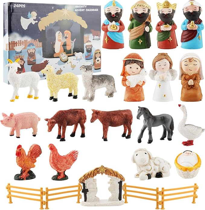 2025 Nativity Advent Calendar, 24 Days Christmas Advent Calendar for Boys Girls Teen Adult, 24pcs Building Blocks Set, For Holiday Enthusiasts, Home Decor, Festive Gifting, Ready-to-Display Manger Scene