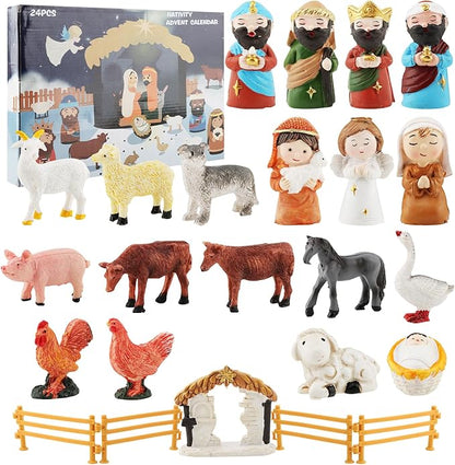 2025 Nativity Advent Calendar, 24 Days Christmas Advent Calendar for Boys Girls Teen Adult, 24pcs Building Blocks Set, For Holiday Enthusiasts, Home Decor, Festive Gifting, Ready-to-Display Manger Scene
