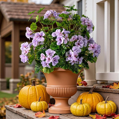 Artificial Flowers for Outdoors Artificial Geraniums for Indoor Fake Flowers 17.7In Uv Resistant Artificial Outdoor Flowers Suitable for Indoor Home Decor Outdoor Garden Decor (4PCS,Purple)