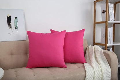 TangDepot Handmade Decorative Solid 100% Cotton Canvas Throw Pillow Covers/Pillow Shams, (22" x22" , Hot Pink, 1 Count (Pack of 1))