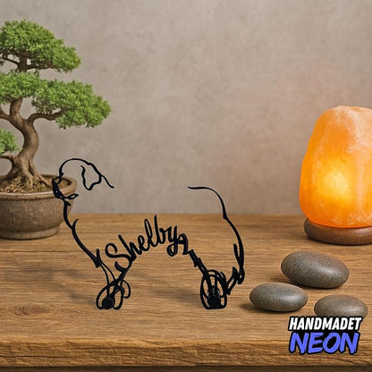 Personalized Newfoundland Dog Minimalist Sculpture, Custom Name Newfie Dogs Metal Desk Decor, Decorative Aesthetic Table Sign Gifts for Pet Lovers, Kids Room, Home Office Decoration
