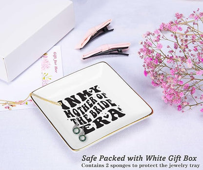 NZY Mother of the Bride Jewelry Tray Trinket Holder Ring Dish - Cute Wedding Gift, Bridal Party Gift, Ceramic