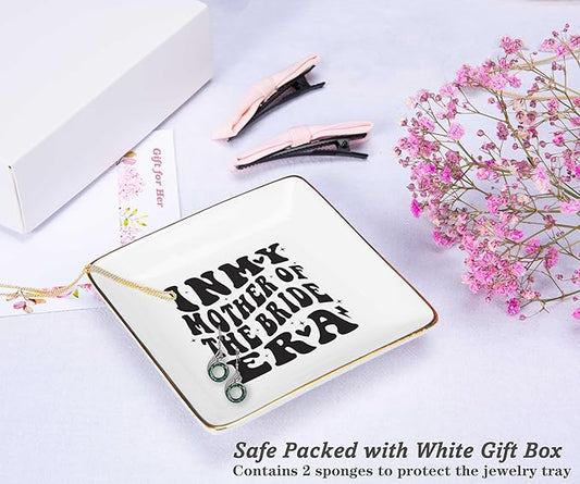 NZY Mother of the Bride Jewelry Tray Trinket Holder Ring Dish - Cute Wedding Gift, Bridal Party Gift, Ceramic