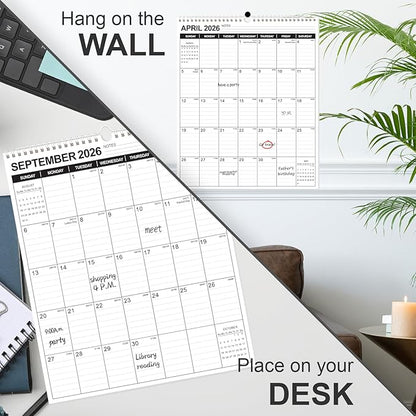 OuMuaMua Wall Calendar 2026, 11.5" X 14" 18-Month Vertical Wall Calendar 2026-2027, Runs From 2026 Jan - 2027 Jun with Thick Paper Spiral Bound For School Home Office Organizing