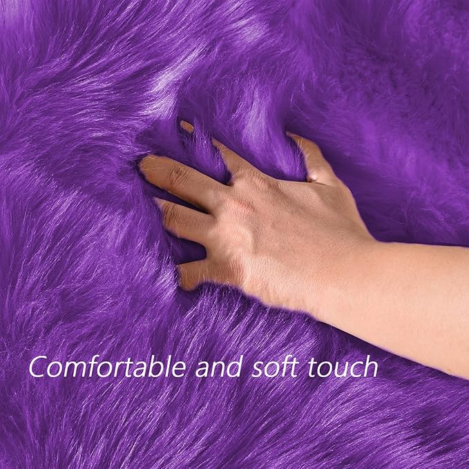 Latepis Fuzzy Purple 4x6 Area Fluffy Sheepskin Rug Shag Faux Fur Rug Plush Throw Rugs for Living Room Soft Shaggy Rugs for Bedroom Dorm Home Decor Sheepskin