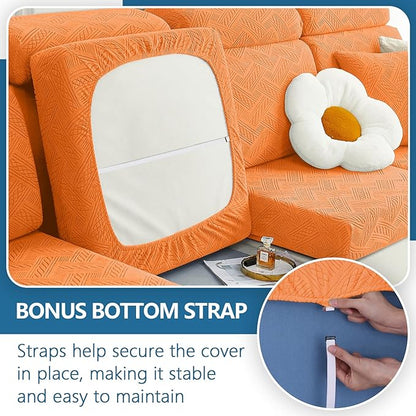 hyha Individual Couch Cushion Covers, Stretch Magic Sofa Seat Cushion Covers Washable, Dog Couch Sofa Slipcover for Pets, Kid with Elastic Bottom(Back Cover M, Orange)
