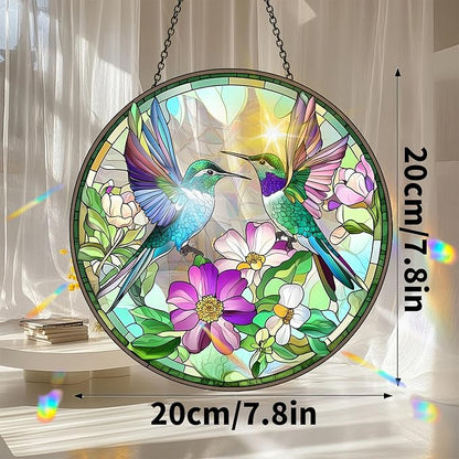 VAIIEYO Hummingbird Acrylic Sun Catcher Window Hanging Decoration, 7.8 Inch Double-Sided Light Reflecting Ornament for Window, Garden, Porch or Balcony Decor, Housewarming, Gift for Natural Lovers