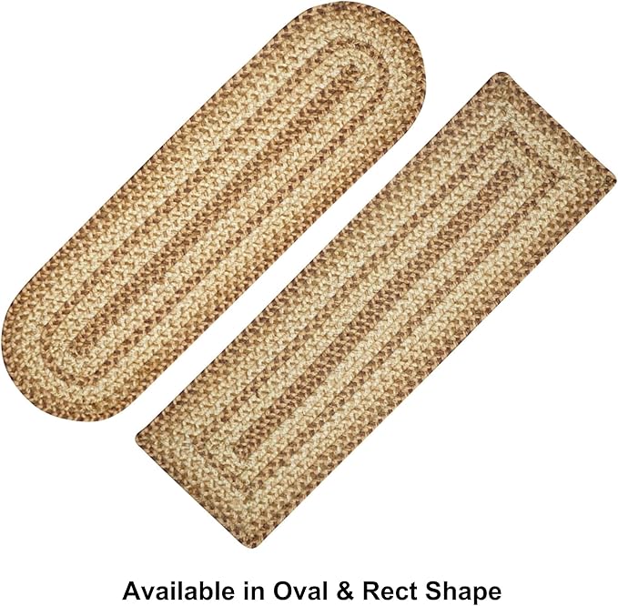 Homespice Cookie Dough Jute Braided Dinner Table Runner, Rustic Country Decor, Set of 2, Brown Rectangle 8x28 - Rich Colors, Easy to Clean, Durable and Protects Furniture
