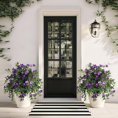 Artificial Flowers Artificial Petunias for Outdoors 2PCS Artificial Hanging Plants Outdoor Silk Flowers with Stems Outdoor Flowers Uv Resistant for Porch Decor Terrace Decor（Purple）Without Pot