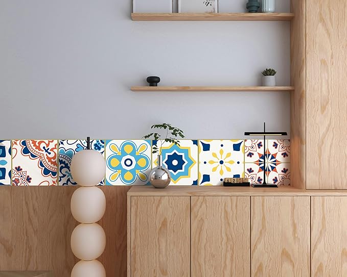 FLFK Wallpaper Border Tile Stickers Peel and Stick Wall Border for Kitchen Backsplash Bathroom Shower Room,10"x240"